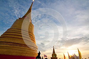 Sunset scene of golden chedi