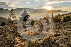 Sunset scene, Helpa village, Slovakia