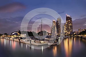 Sunset scene at Reflections at Keppel Bay, Harbourfront, Singapore