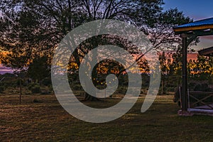 Sunset scene at rural landscape, maldonado, uruguay photo