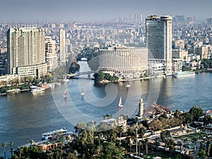 Sunset scene from the top of cairo tower in Egypt photo