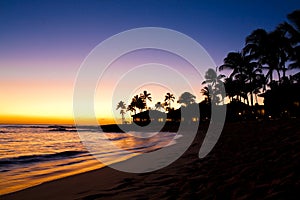 Sunset Scene at Tropical Beach Resort