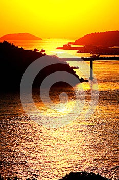 The Sunset scenery of Dongtou Island County