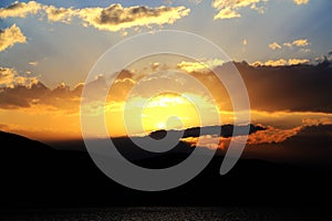 The sunset scenery of Erhai Lake