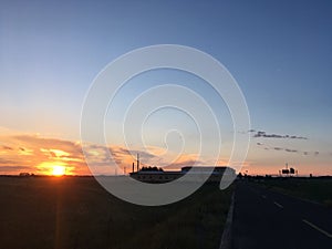 The sunset scenery of Inner Mongolia Grassland