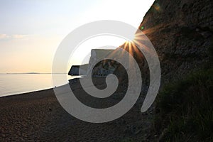 Sunset scenery at jurassic coast, UK