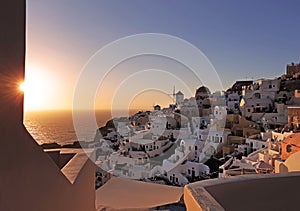 Sunset scenery of Santorini island Cyclades Greece
