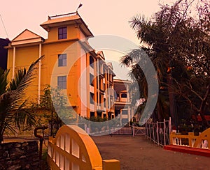 Sunset scenery view of Hotel in Darjeeling photo