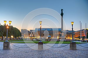 Sunset at Schlossplatz in Stuttgart, Germany