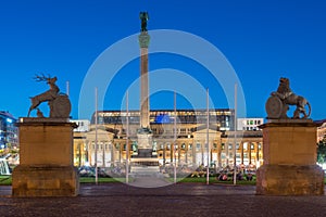 Sunset at Schlossplatz in Stuttgart, Germany