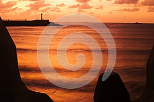 Sunset on sea, beach landscape, nature, Taiwan