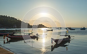 Sunset sea coast view at Koh Tao island Thailand