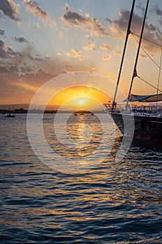 Sunset on the sea in Ortigia