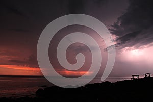 Sunset sea spring storm. Punta FrÃ­a