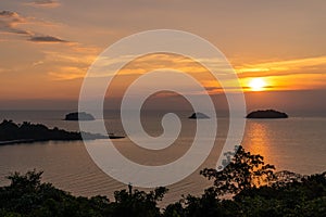 Sunset sea view island seascape , Sea of Thailand landscape