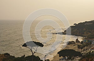 Sunset Sea View On Portuguese Algarve coast