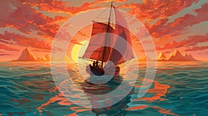 Sunset Seafarer: A Canvas of Dreams