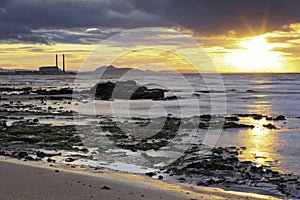 Sunset seascape from Longniddry Bents, East Lothian, Scotland