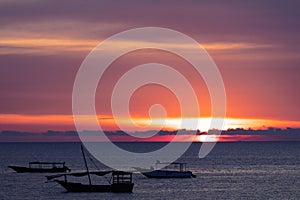 Sunset seascape Nungwi Unguja Zanzibar Island Tanzania East Africa photo