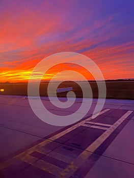 Sunset seen from the airport tarmac