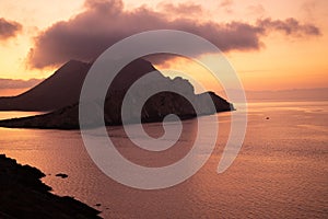 Sunset seen on Amorgos small islands, Cyclades, Greece