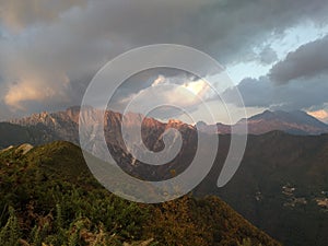 Sunset seen from the beautiful Apuan Alps of Tuscany.