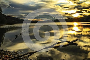 Sunset on Selbu lake