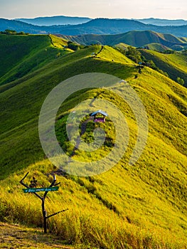 Sunset at Sentani lake, beautiful mountain landscape, Jayapura, Papua, Indonesia