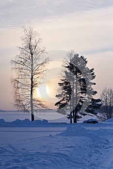 Sunset Serenity: Capturing Winter\'s Tranquil Embrace