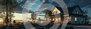 Sunset Serenity, Country Living Wallpaper and Design, Generative AI