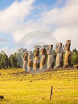 Seven moai of Ahu Akivi, Easter Island, Chile