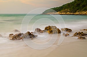 Sunset on Seychelles beach