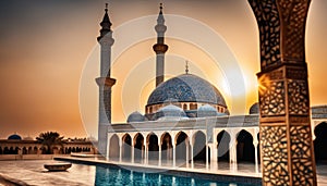 Sunset at Sheikh Zayed Mosque