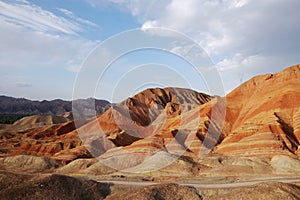 The sunset shining danxia landform