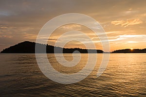 Sunset on the shore of tropical Koh Chang Island. Thailand.