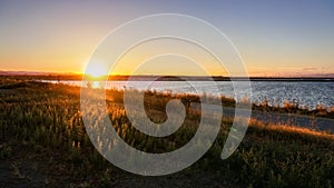 Sunset at the Shoreline Park, Mountain View, San Francisco bay area, California photo