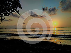 Sunset silhouette on the beach