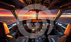 Sunset Silhouette: A Captivating Flight Deck View at Dusk