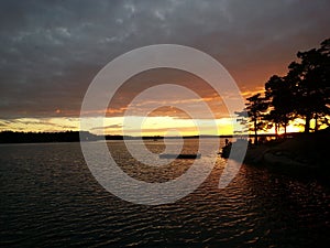 Sunset with silhouette.