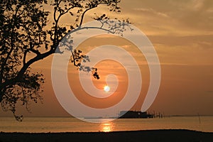 Sunset silhouette at the sea