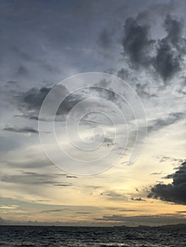 Sunset silhouette view in the beach