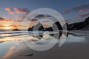 Sunset and Silhouettes, Bedruthan Steps, Cornwall