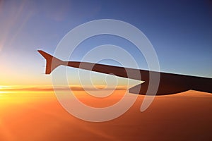 Sunset sky and airplanes photo