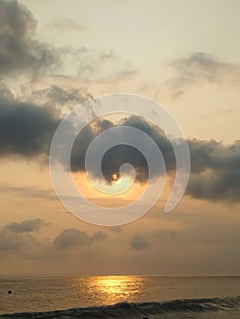 sunset with sky on the beach, backround