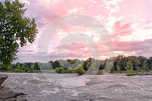 Sunset and sky at the Chattahoochee River in Columbus, Georgia, The United State - September