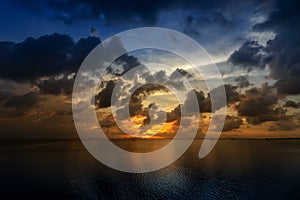 Sunset sky with cloud on the lake