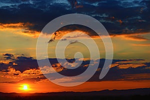 Sunset  sky covered with  clouds, background phohography photo