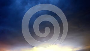 Sunset sky and glowing cloud, twilight sky before rain