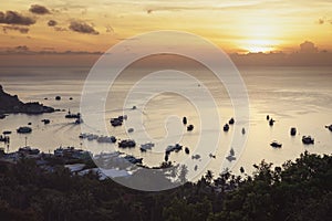 Sunset sky at koh tao harbor most popular traveling destination