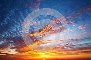 Sunset sky with multicolor clouds